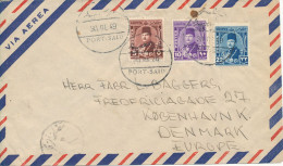 Egypt Air Mail Cover Sent To Denmark Port Said 30-1-1949 - Lettres & Documents