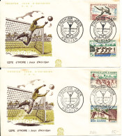 Ivory Coast FDC 23-12-1961 SPORT Complete Set Of 4 On 2 Covers With Cachet - Cartas & Documentos