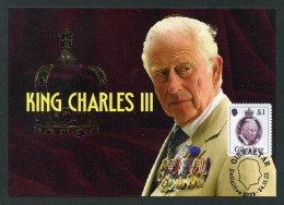 GIBRALTAR (2023) Carte Maximum Card - His Majesty King Charles III, Definitive Series - Europe Value, Roi, König, Rey - Gibraltar