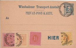 Allemagne Entier Postal Poste Privée Wiesbaden + Timbres - Cartoline