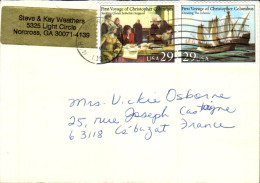 USA ETATS UNIS AFFRANCHISSEMENT COMPOSE SUR LETTRE POUR LA FRANCE 1993 - Storia Postale