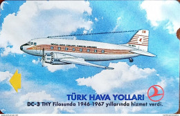 Turkey Phonecards THY Aircafts DC-3 PTT 100 Units Unc - Collections