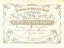 MELSELE "CARTE TRIMESTRIELLE-PENSIONNAT DES SOEURS DE LA CHARITE "LITH.HERMANS - Diplomi E Pagelle