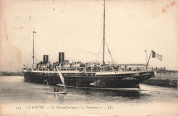 TRANSPORTS - Bateaux - Paquebots - Le Havre - Le Transatlantique - La Touraine - Animé - L L - Carte Postale Ancienne - Paquebots