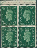 Great Britain 1937 SG462ab ½d Green KGVI Booklet Pane MNH (amd) - Non Classés