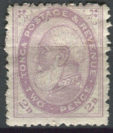 Tonga 1886 SG2 2d Violet King George I #1 MH - Tonga (1970-...)