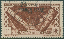 French Oceania 1941 SG140 1f Brown Adherence To General De Gaulle Ovpt FRANCE LI - Other & Unclassified