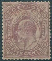 Ceylon 1903 SG268 5c Dull Purple KEVII Crown CA Wmk MH (amd) - Sri Lanka (Ceylon) (1948-...)