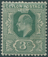 Ceylon 1903 SG266 3c Green KEVII Crown CA Wmk MLH (amd) - Sri Lanka (Ceilán) (1948-...)