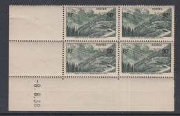 France N° 358 XX Ouverture De La Route Du Col De L'Iseran En Boc De 4 Coin Daté Du 8 . 8 . 38, Sans Charnière,  TB - 1930-1939