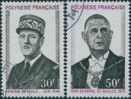 French Polynesia 1971 Sc#270-271,SG145-146 General De Gaulle Death Set FU - Sonstige & Ohne Zuordnung