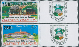 French Polynesia 1990 SG588-589 Papeete Set With Tabs MLH - Altri & Non Classificati