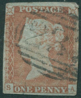 Great Britain 1841 SG9 1d Pale Red-brown QV Blued Paper **SA Imperf FU - Non Classificati