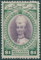 Malaysia Kelantan 1928 SG52 $1 Violet And Green Sultan Ismail MLH - Kelantan