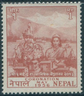 Nepal 1956 SG101 1r Red King Queen And Mountains MLH - Népal