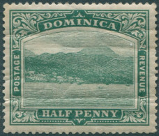 Dominica 1912 SG47aw ½d Green KGV Roseau Mult Crown CA Wmk Rev Natural Creases M - Dominica (1978-...)