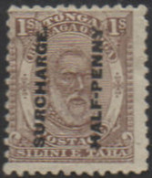 Tonga 1894 SG22 ½d On 1/- Brown King George I MH - Tonga (1970-...)