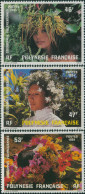 French Polynesia 1984 Sc#400-402,SG433-435 Floral Headdresses Set MLH - Autres & Non Classés