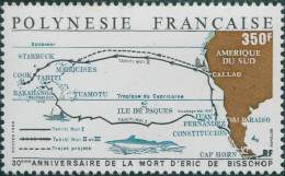 French Polynesia 1988 Sc#491,SG541 350f Map Of Eric De Bisschop Route MNH - Andere & Zonder Classificatie