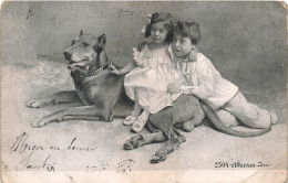 ENFANTS - Un Frère Et Une Sœur Avec Leur Animal De Compagnie - Carte Postale Ancienne - Retratos