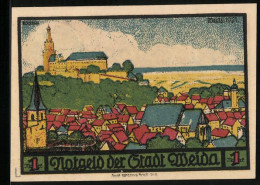 Notgeld Weida 1921, 1 Mark, Ortsansicht Mit Der Burg  - [11] Emisiones Locales