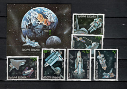 Bulgaria 1991 Space Shuttles Set Of 6 + S/s MNH - Europa