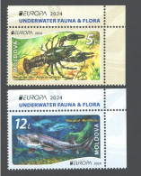 Moldova ,  Europa  2024 Underwater Flora And Fauna,  Fish, Crayfish , 1 Set, MNH - Moldavia