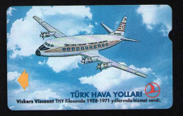 Turkıye Phonecards - THY Aircafts  Vickers Viscount PTT 100 Units Unc - Turchia