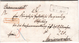 Preussen 1859, R2 DT:CRONE Auf Einschreiben-Brief V. Rosenfelde N. Marienwerder - Briefe U. Dokumente