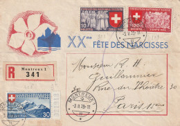 Suisse Lettre Recommandée Montreux Pour La France 1939 - Poststempel