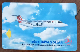 Turkey Phonecards THY Aircafts RJ 100 PTT 100 Units Unc - Sammlungen