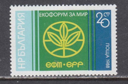 Bulgaria 1988 - Eco-Forum For Peace, Mi-Nr. 3710, MNH** - Unused Stamps