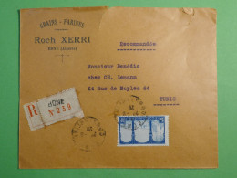 DN10 ALGERIE   LETTRE RECO PRIVEE   1928 BONE   A TUNIS   + AFF.  INTERESSANT++ - Storia Postale