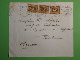 DN10 EGYPTE BELLE   LETTRE   1930 LE CAIRE  A RABAT MAROC +BANDE VERT. DE 3 TP ++ + AFF.  INTERESSANT++ - Briefe U. Dokumente