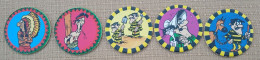 POG 016, Lot De 5 Pogs Animage Lucky Luke 1996, Petit Brun Extra - Andere & Zonder Classificatie