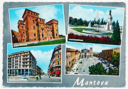 CPSM Dentelée 10.5 X 15 Italie (440) MANTOVA Mantoue Castello S. Giorgio  Piazza Sordello  Monumento A Virgilio - Mantova