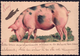 +++ Petite Carte - 1er Avril - Découpi Cochon - Chromo - Pig  // - 1er Avril - Poisson D'avril