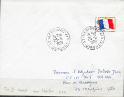 Cachet Manuel Type 33-Merignac-Air 25-6 I968 Sur Timbre FM Drapeau Tricolore - Militaire Luchtpost