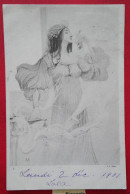 Illustrateur Femme Mangeant Une Grappe De Raisin Période Art Nouveau, Signée OM ? - LH Paris N°4 Style - Autres & Non Classés