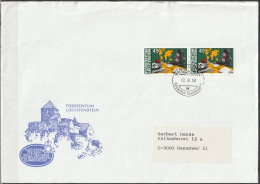 Lichtenstein 1984 MiNr.853 Paar Brief Mensch Und Arbeit Stempel VADUZ10.10.88( Dg 298 ). - Brieven En Documenten