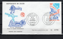 Niger 1976 Space, Telephone Centenary Stamp On FDC - Afrique