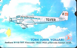 Turkıye Phonecards-THY Junkers F-13 60 Units PTT Unused - Collections