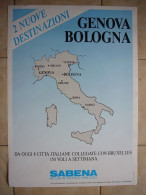 Avion / Airplane / SABENA / Original Poster / GEN0VA-BOLOGNA / Italian Version - Poster