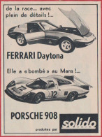 Ferrari Daytona Et Porsche 908. Solido. Voiture De Collection Miniature. 1970. - Publicités