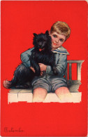 PC ARTIST SIGNED, COLOMBO, CHILD WITH A DOG, Vintage Postcard (b53016) - Colombo, E.