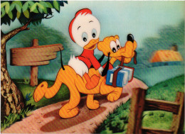 PC DISNEY, ON THE WAY TO SCHOOL, PLUTO, HUEY, Modern 3D Postcard (b52880) - Disneyworld