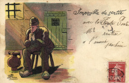 PC ARTIST SIGNED, LION, IMPOSSIBLE DE SORTIR, Vintage Postcard (b52735) - Lion