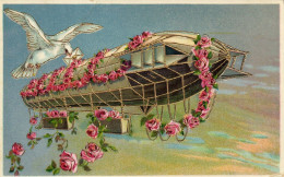 PC CPA ZEPPELIN FANTASY AVIATION SURREALISM BIRD VINTAGE POSTCARD (b53314) - Dirigibili