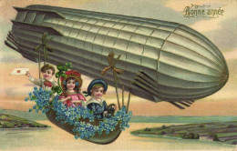 PC CPA ZEPPELIN FANTASY AVIATION SURREALISM CHILDREN VINTAGE POSTCARD (b53317) - Airships