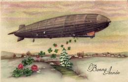 PC CPA ZEPPELIN FANTASY AVIATION SURREALISM NEW YEAR VINTAGE POSTCARD (b53320) - Dirigibili